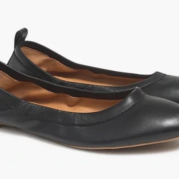 NWT!!! J Crew Lizzie Black Leather Ballet Flats Size 6.5 - Picture 4 of 9